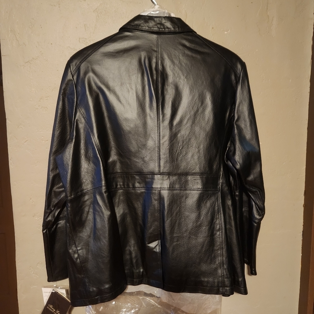 NWT Terry Lewis Vintage Retro Black Leather Jacket Bell Sleeve With Zipper 3X - Picture 5 of 5